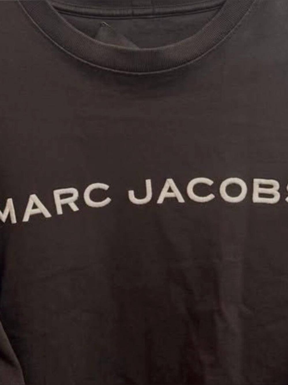 Marc Jacobs Black Tee with White Logo Across Chest